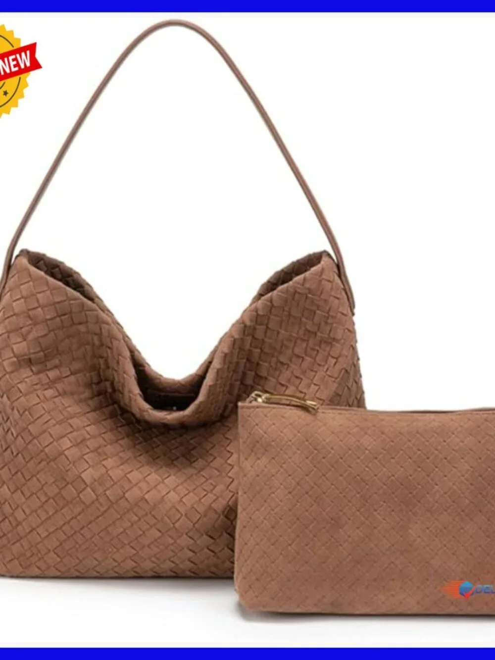 Faux Suede Hobo Bag with Adjustable Strap and Clutch